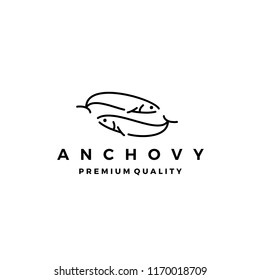 anchovy fish logo vector icon seafood illustration