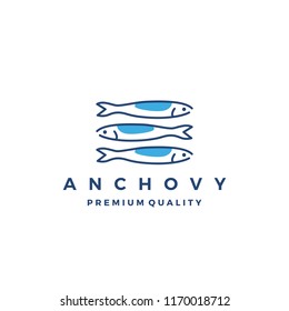 anchovy fish logo vector icon seafood illustration