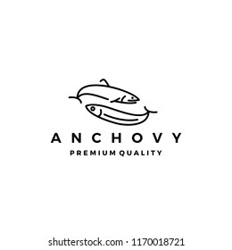 anchovy fish logo vector icon seafood illustration