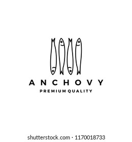 anchovy fish logo vector icon seafood illustration