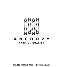 anchovy fish logo vector icon seafood illustration