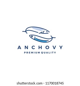 anchovy fish logo vector icon seafood illustration