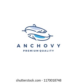 anchovy fish logo vector icon seafood illustration