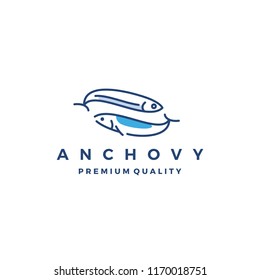 anchovy fish logo vector icon seafood illustration