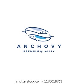 anchovy fish logo vector icon seafood illustration