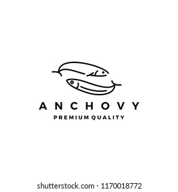 anchovy fish logo vector icon seafood illustration
