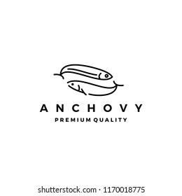 anchovy fish logo vector icon seafood illustration