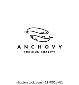 anchovy fish logo vector icon seafood illustration