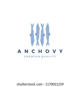 anchovy fish logo vector icon seafood illustration