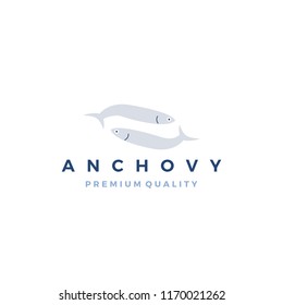 anchovy fish logo vector icon seafood illustration