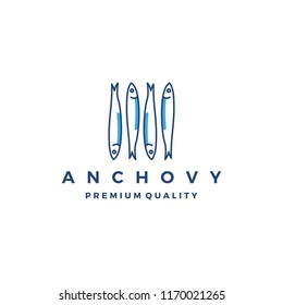 anchovy fish logo vector icon seafood illustration