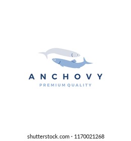 anchovy fish logo vector icon seafood illustration