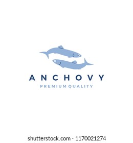 anchovy fish logo vector icon seafood illustration