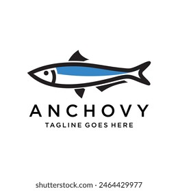 anchovy fish logo vector icon seafood illustration