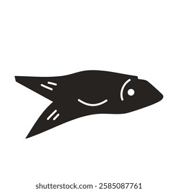 Anchovy fish. Sardine textured element. Salmon silhouettes. Undersea animal. Vector hand drawn cutout collage illustration isolated on white background.