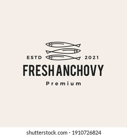 anchovy hipster vintage logo vector icon illustration