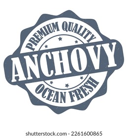 Anchovy label or stamp on white background, vector illustration