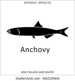 Anchovy vector black silhouette