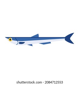 Anchovy vector illustration. Flat design geometric anchovy fish. Sea life, marine, aquatic life, ocean animals concept.