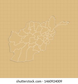 Ancient Afghanistan map old paper background with space for text. Vector illustration EPS10.