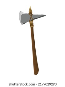 Herramienta de piedra antigua para cazar o trabajar. Taxo de caricatura, instrumento cavernícola prehistórico. Ilustración vectorial de la herramienta de cultivo primitivo en estilo plano aislado en fondo blanco