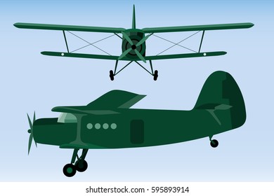 Ancient airplane flat vector illustration