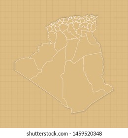 Ancient Algeria map old paper background with space for text. Vector illustration EPS10.