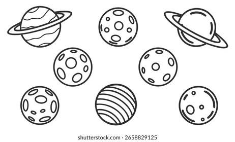 Icono de Ancient Alien Worlds Set dibujado planetas