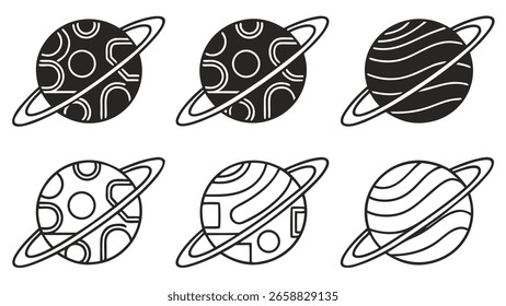 Icono de Ancient Alien Worlds Set dibujado planetas
