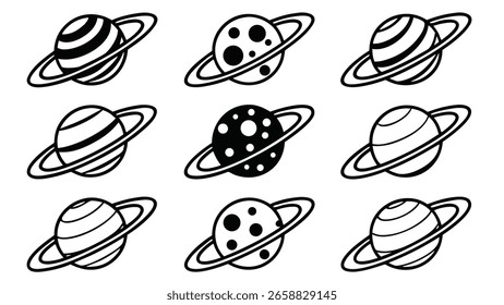 ícone dos mundos alienígenas antigos Definir planetas desenhados