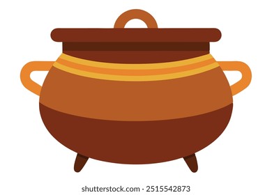 An ancient American cooking pot, often made of clay or stone, featured rounded bases and thick walls. Used for boiling, stewing, or roasting, it preserved heat and added flavor to meals.