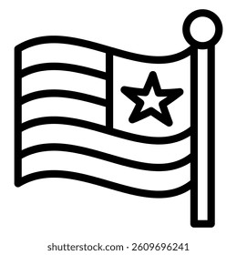Ancient american flag line icon, british country flag concept. Vector graphics. Flag cloth with stripes and star sign on white background, style mobile or design