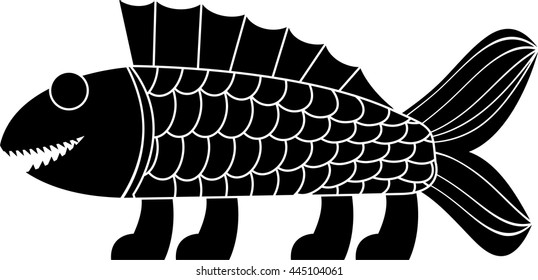 ancient amphibian. stencil. vector illustration