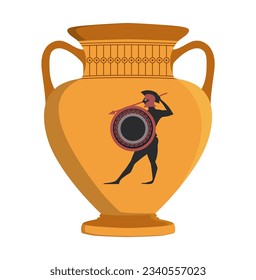 Ancient amphora container in flat vector style