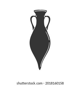 Ancient Amphora Icon Silhouette Illustration. Greek History Vector Graphic Pictogram Symbol Clip Art. Doodle Sketch Black Sign.