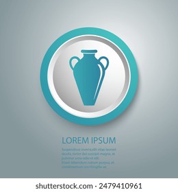 Ancient amphora isolated vector illustration blue icon. Antique Greece vase design element