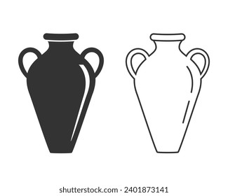 Icono de línea de ánfora antigua conjunto de ilustración vectorial aislada. Elemento de diseño de jarrones de la antigua Grecia