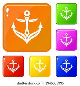 Ancient anchor icons set collection vector 6 color isolated on white background