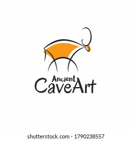 Ancient animal painting logo. Cave art logo.