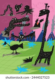 ancient animals, some wild dinosaurs