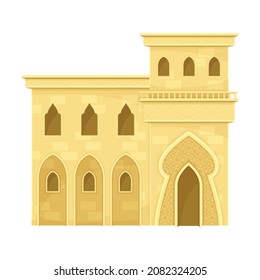 Ancient Arab traditional mud house. Middle East building vector illustration