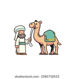 ancient arabian with camel vector cartoon