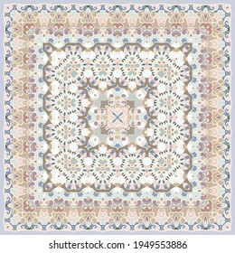 Ancient Arabic square pattern. Colored Persian ornament for fabric design, interior decoration, textile scarf, carpet.
