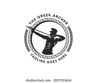 Ancient Archer logo. the greek archer circle logo. apollo god logo design template