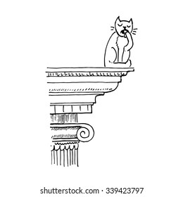Ancient architectural detail. Vector illustration isolated on white background