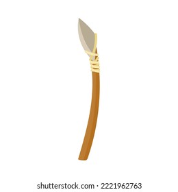 Ancient arrow from wood and stone vector illustration. Primitive equipment from stone and wood of prehistoric people or barbarians for hunting isolated on white background. History, Stone age concept