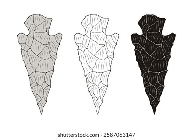 Ancient Arrowheads Vector illustration Isolated on White Background