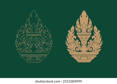 Ancient art drawing style draw base on carving art of temple in Siem Reap, Cambodia. It's inspired from lotus flower. It's good for traditional design, culture project, classic house decoration. 