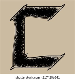 Ancient art font.Decorative custom letter.