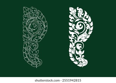 Ancient art of Naga shape drawing style. Traditional ornament art Cambodia.